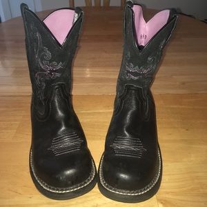 WOMENS ARIAT COWBOY FATBABY BLACK LEATHER BOOTS